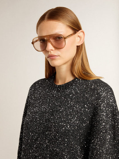 Women's black crew neck dress with all-over silver sequins - Golden Goose Women