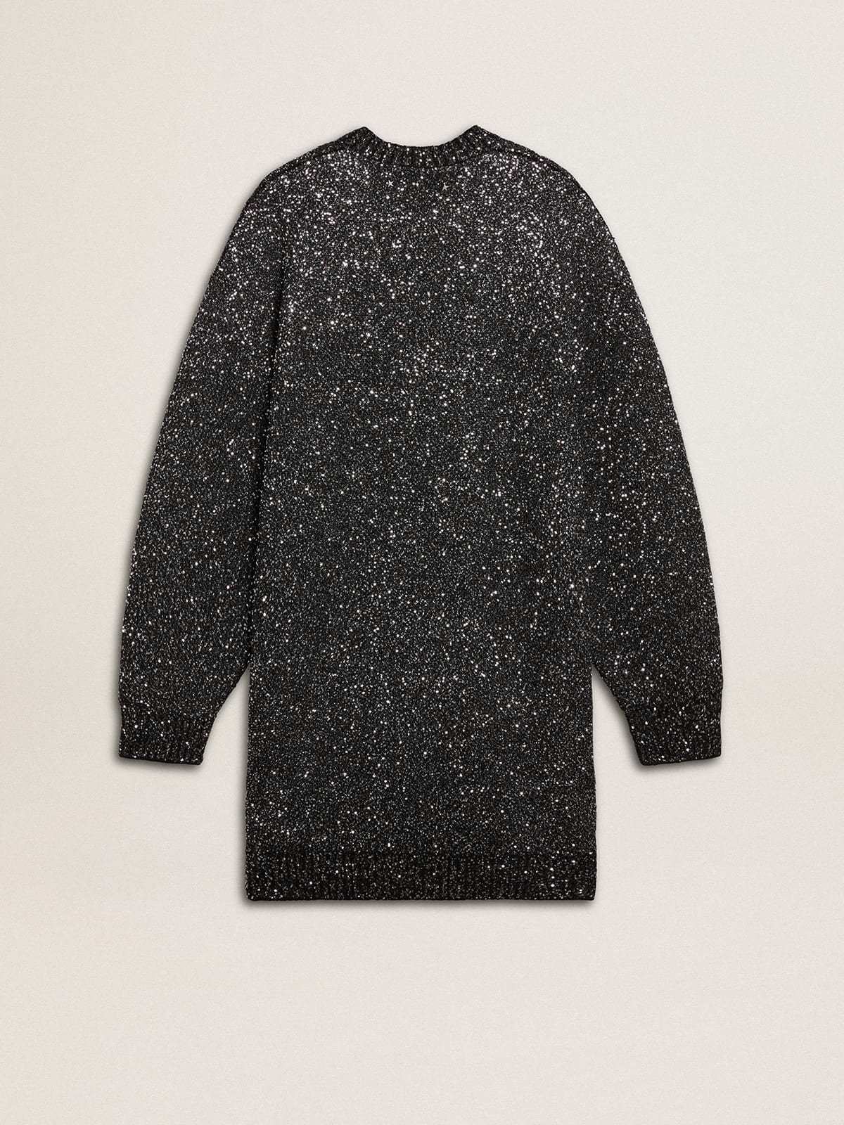Women's black crew neck dress with all-over silver sequins - Golden Goose Women