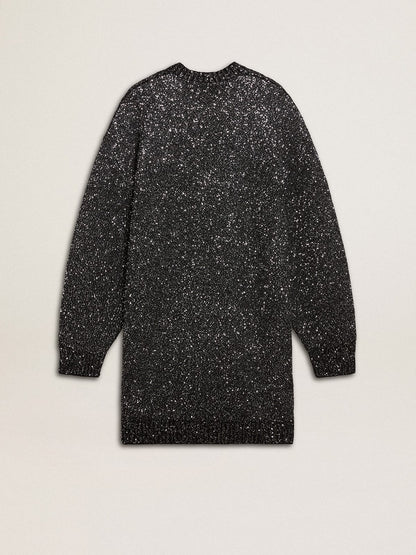 Women's black crew neck dress with all-over silver sequins - Golden Goose Women