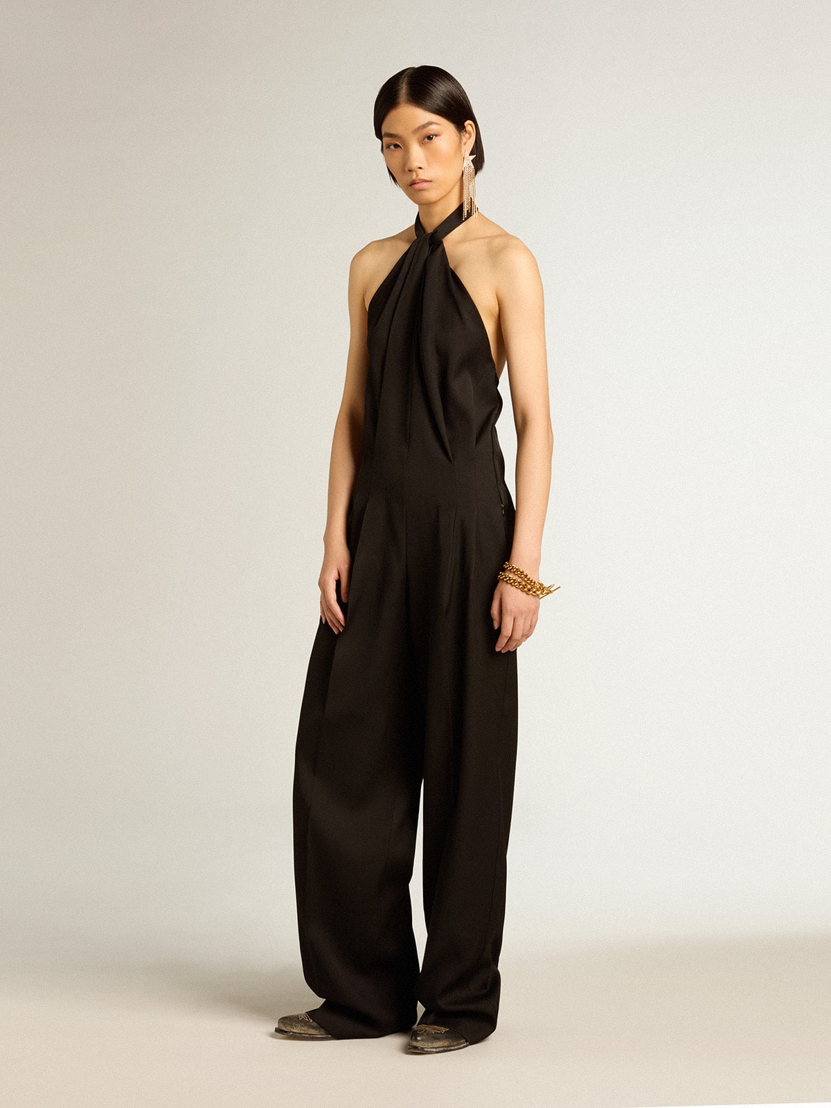 Black wool gabardine jumpsuit - Golden Goose Women