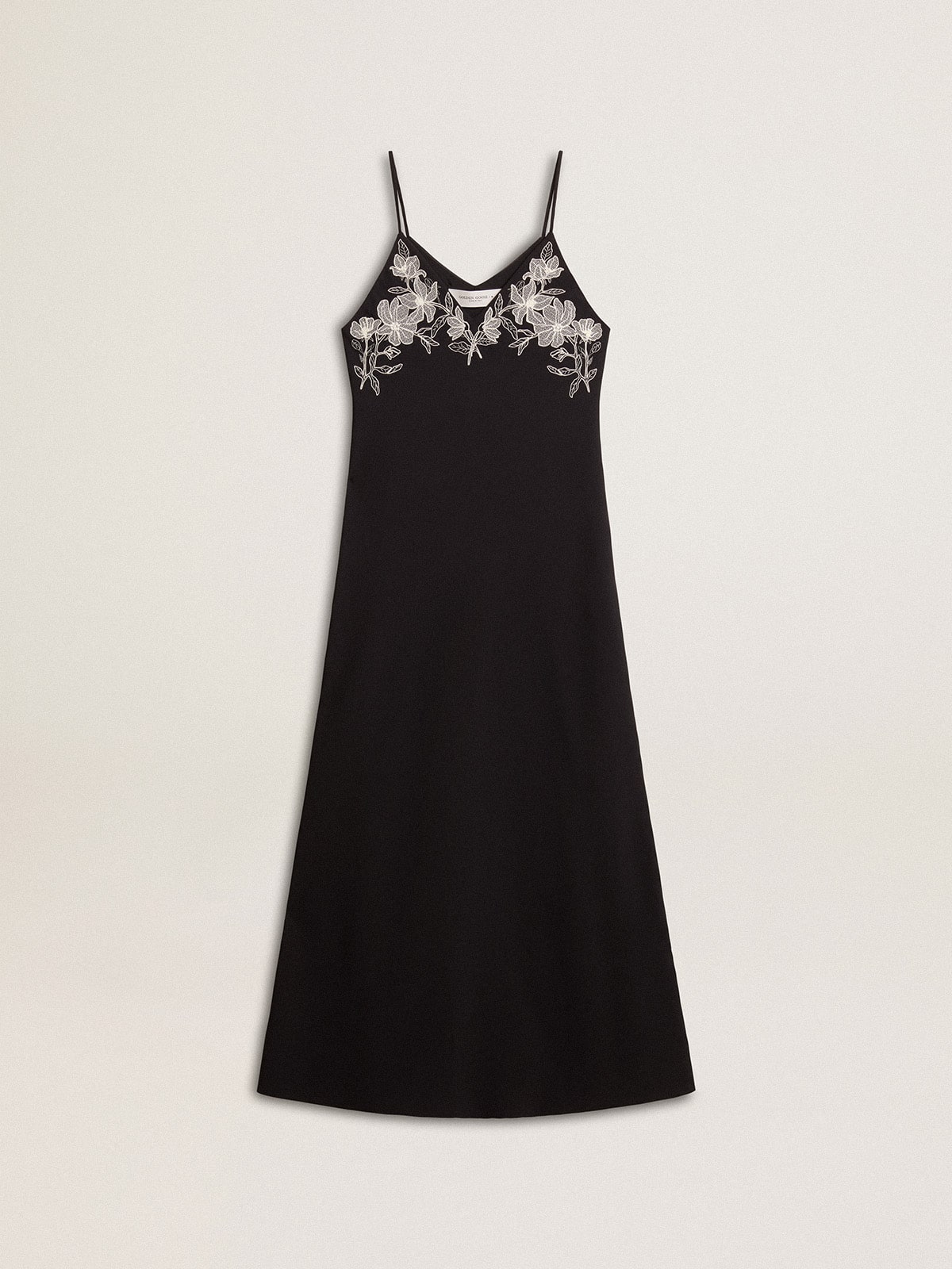 Women’s black slip dress with embroidery - Golden Goose Women