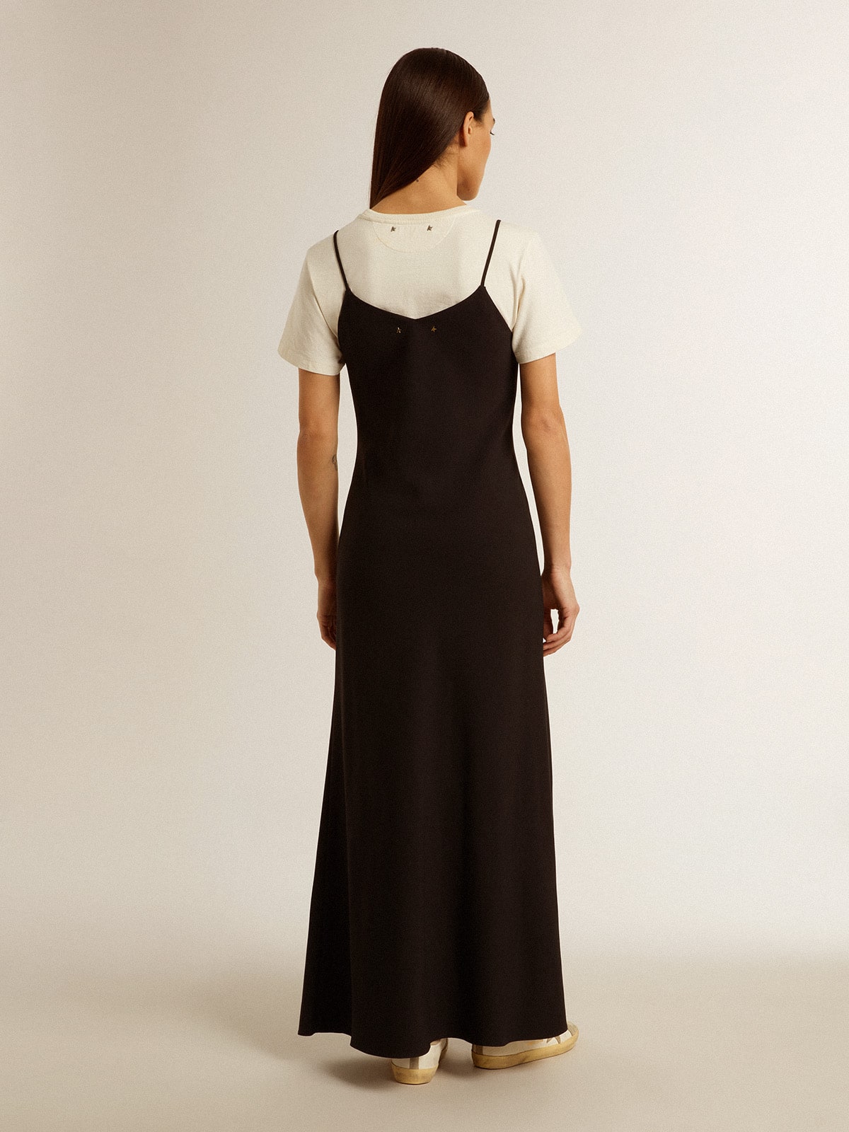 Women’s black slip dress with embroidery - Golden Goose Women
