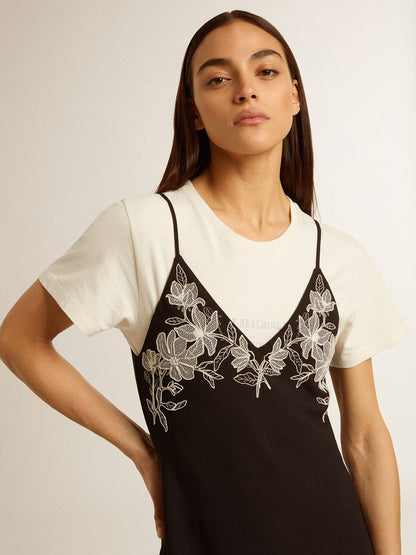 Women’s black slip dress with embroidery - Golden Goose Women