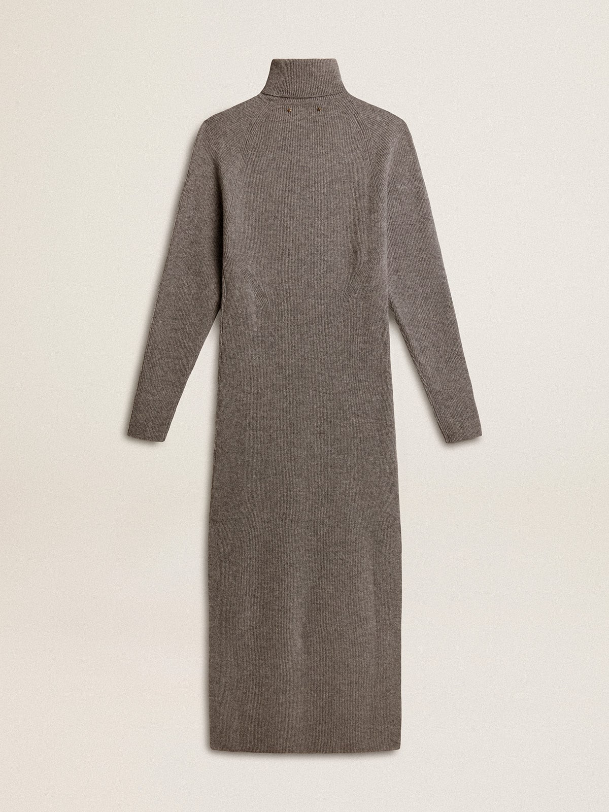 Gray melange ribbed woolen dress with high neck - Golden Goose Women
