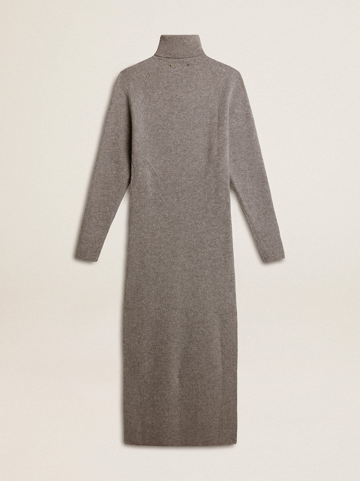 Gray melange ribbed woolen dress with high neck - Golden Goose Women