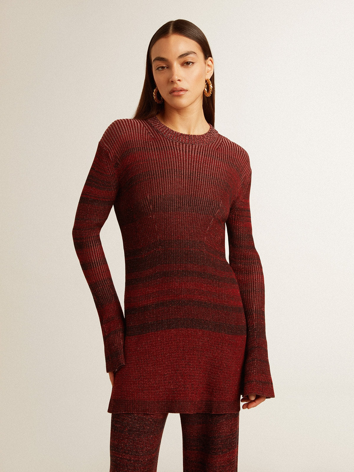 Irregular-striped cotton dress - Golden Goose Women