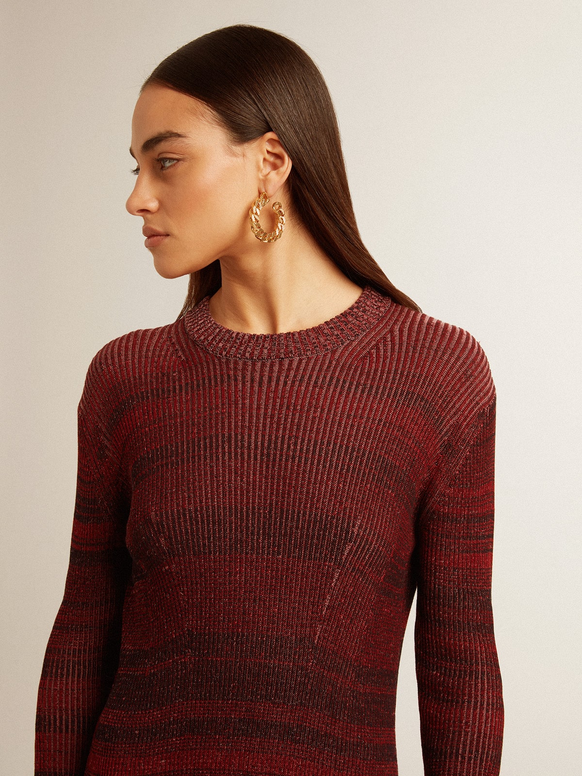 Irregular-striped cotton dress - Golden Goose Women