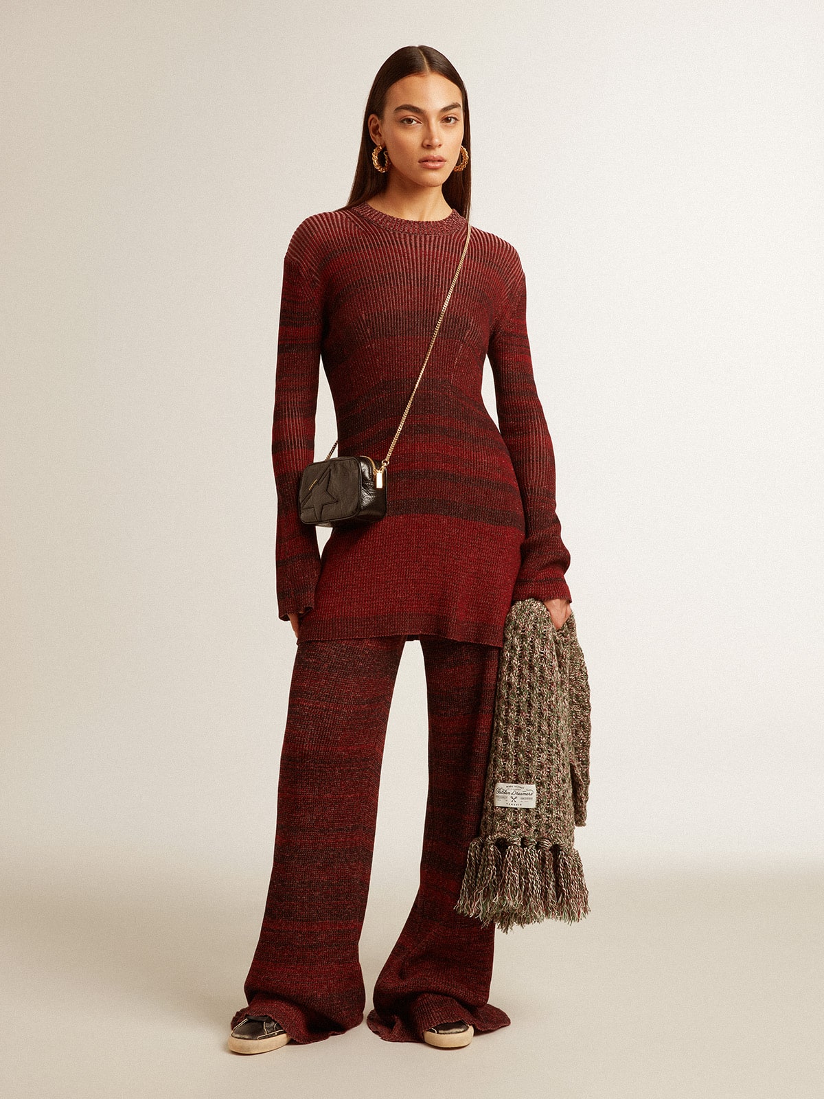 Irregular-striped cotton dress - Golden Goose Women
