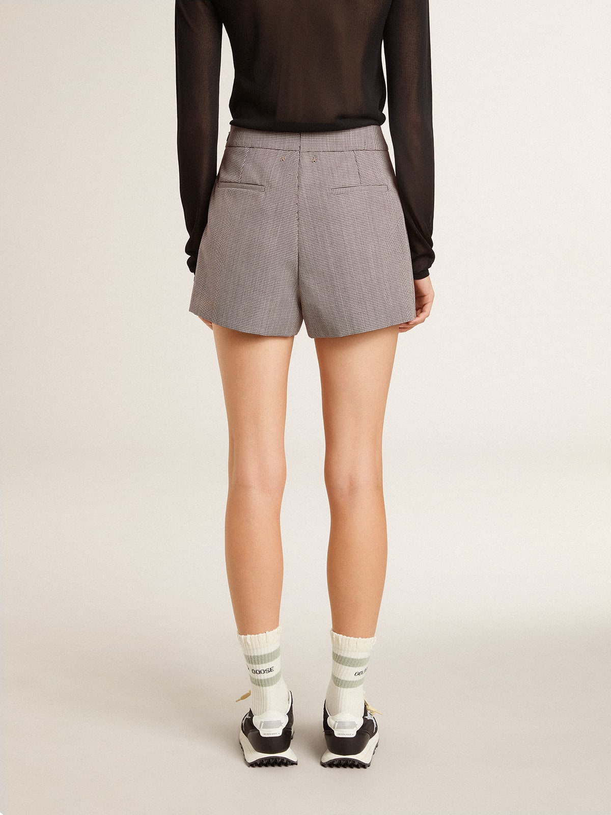 Women's gray mini shorts in houndstooth wool - Golden Goose Women