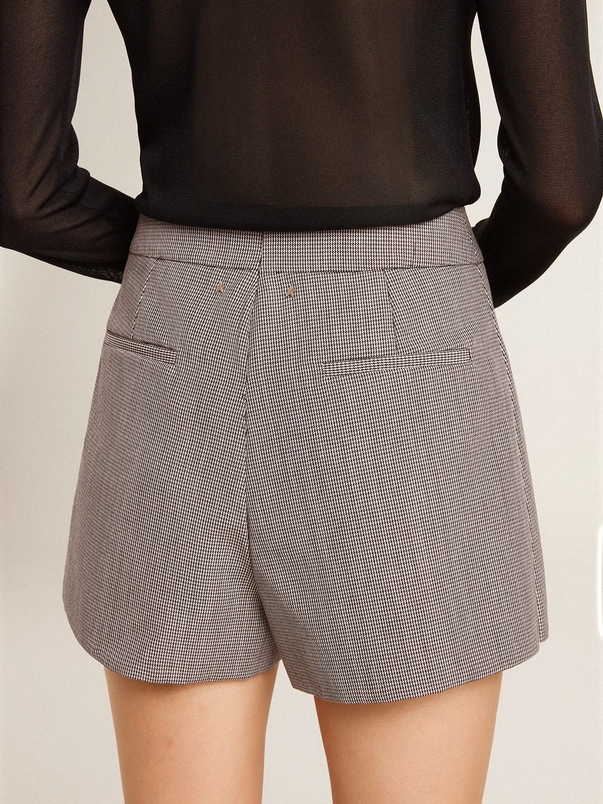 Women's gray mini shorts in houndstooth wool - Golden Goose Women