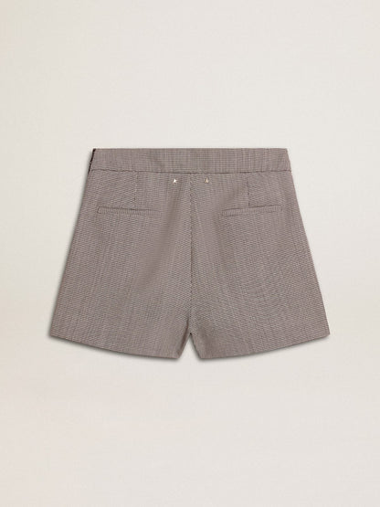 Women's gray mini shorts in houndstooth wool - Golden Goose Women
