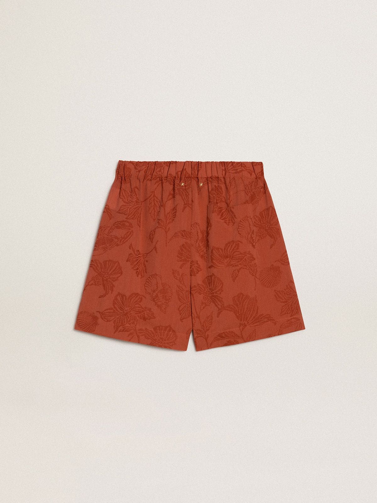 Women's shorts in brick-red jacquard with marine floral pattern - Golden Goose Women
