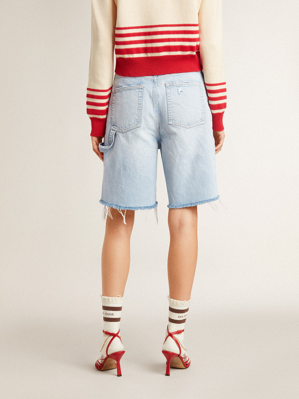 Women's Bermuda shorts in lived-in effect denim - Golden Goose Women