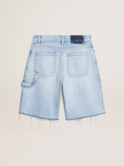 Women's Bermuda shorts in lived-in effect denim - Golden Goose Women