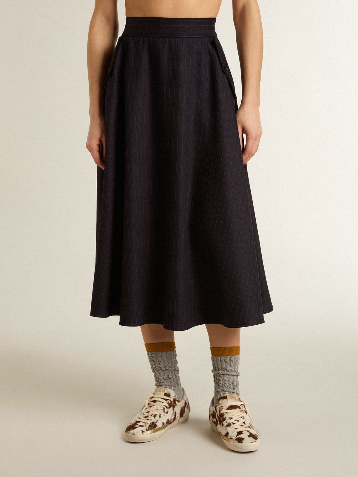 Women’s midnight blue wool skirt - Golden Goose Women