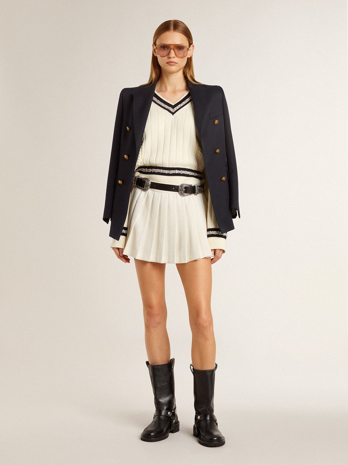 White pleated Star miniskirt - Golden Goose Women