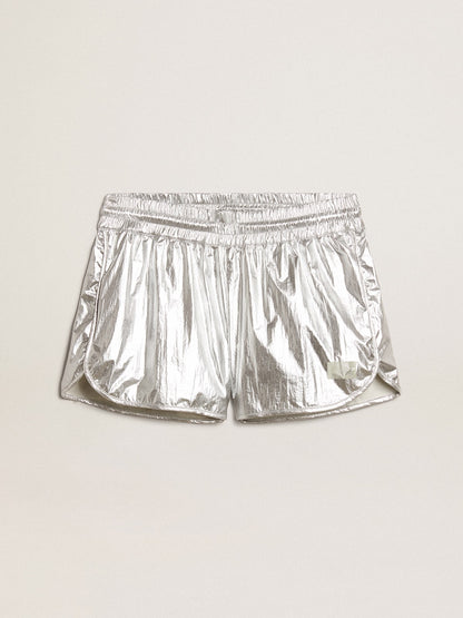 Women’s running shorts in silver fabric - Golden Goose Women