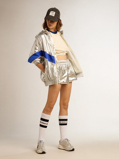 Women’s running shorts in silver fabric - Golden Goose Women