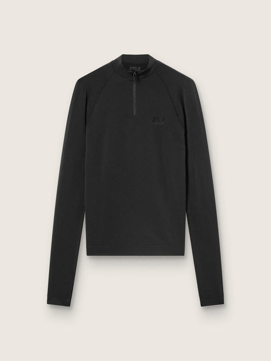 Women's black long-sleeve sports top with zip - Golden Goose Women