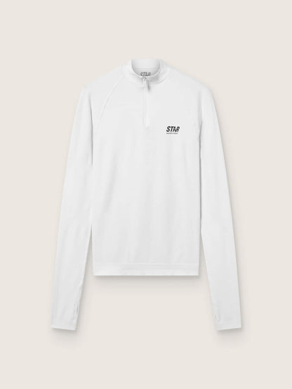 Women's white long-sleeve sports top with zip - Golden Goose Women