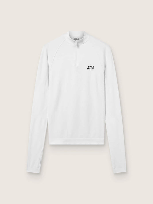 Women's white long-sleeve sports top with zip - Golden Goose Women