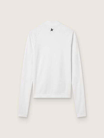 Women's white long-sleeve sports top with zip - Golden Goose Women