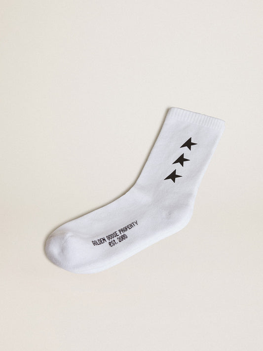 Worn white socks with contrasting black stars - Golden Goose Women|Men