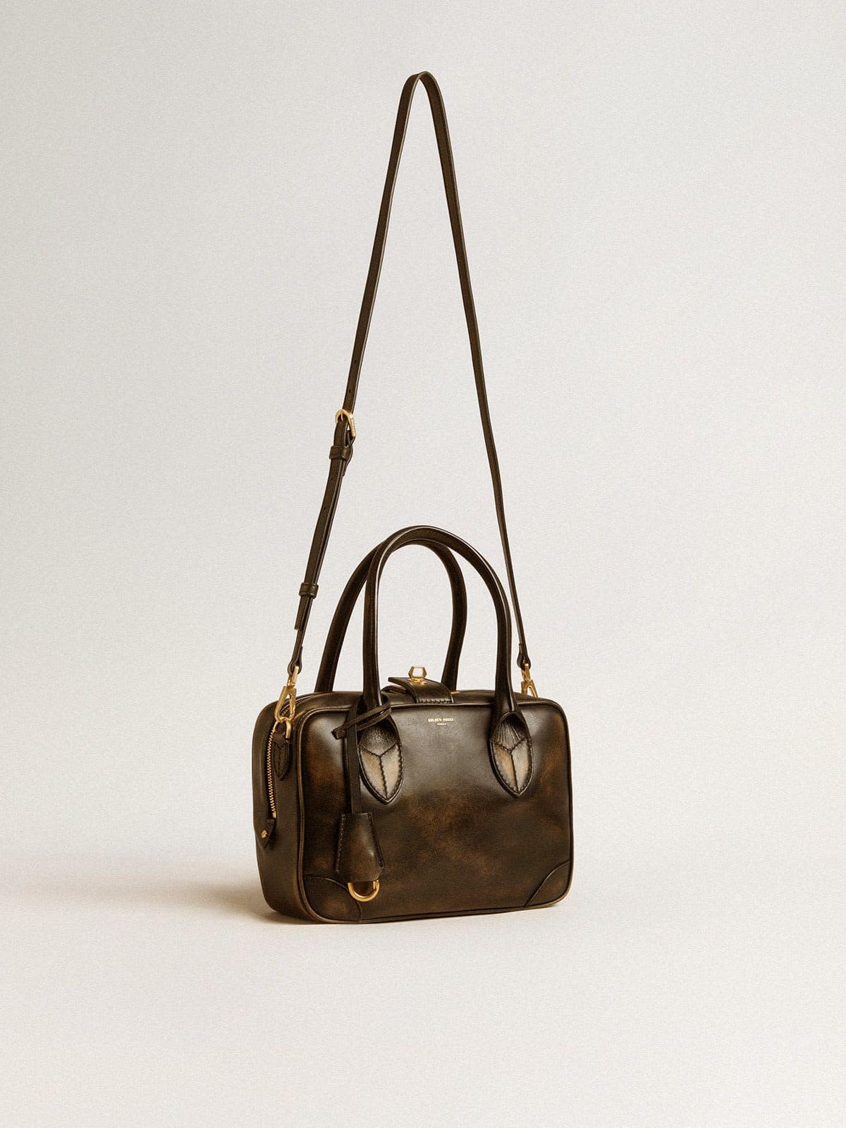 Vita Bag in black distressed leather with gold details - Golden Goose Women