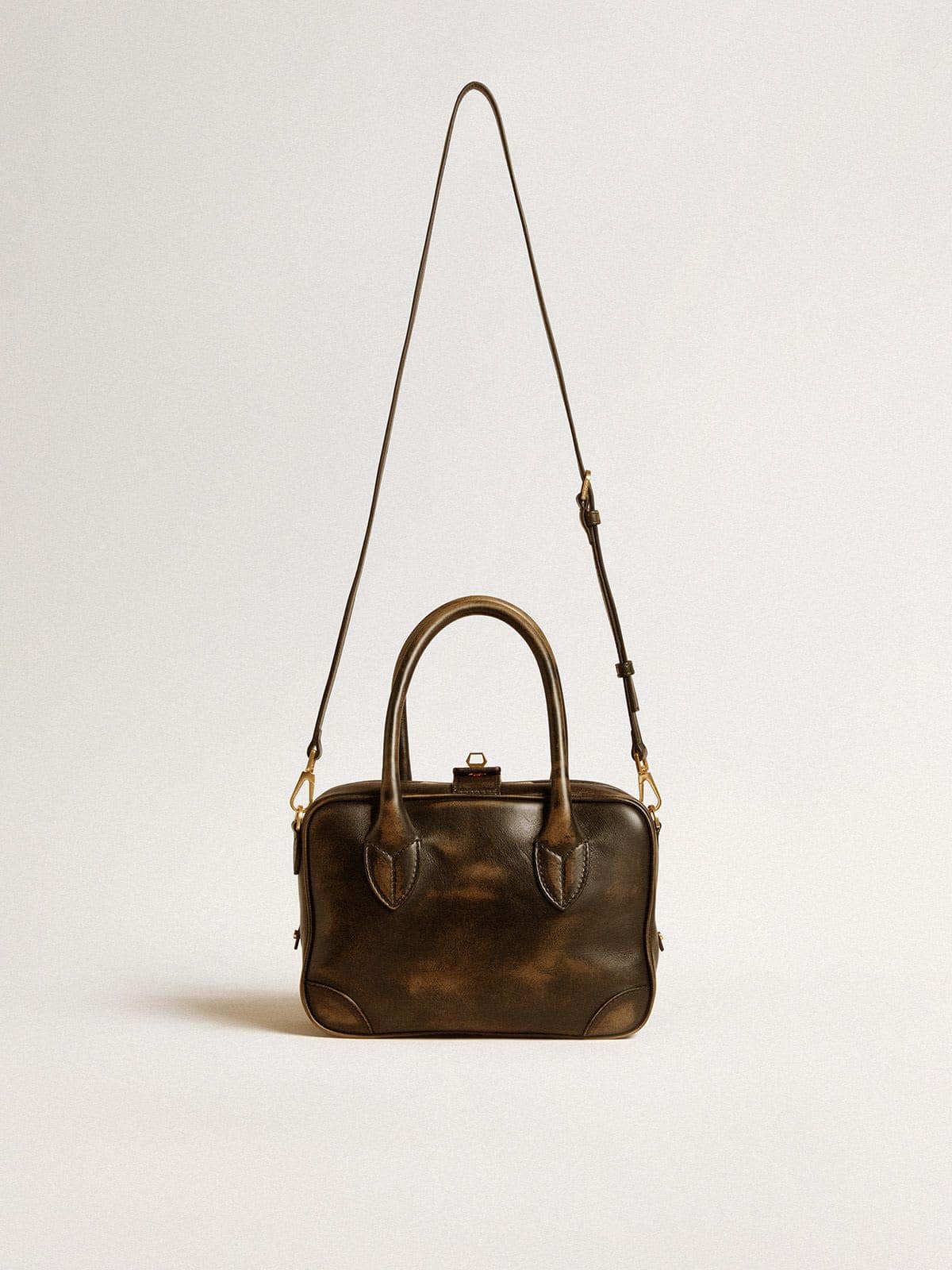 Vita Bag in black distressed leather with gold details - Golden Goose Women