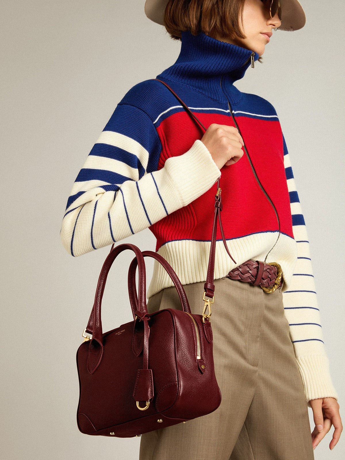 Vita Bag in burgundy leather with gold details - Golden Goose Women
