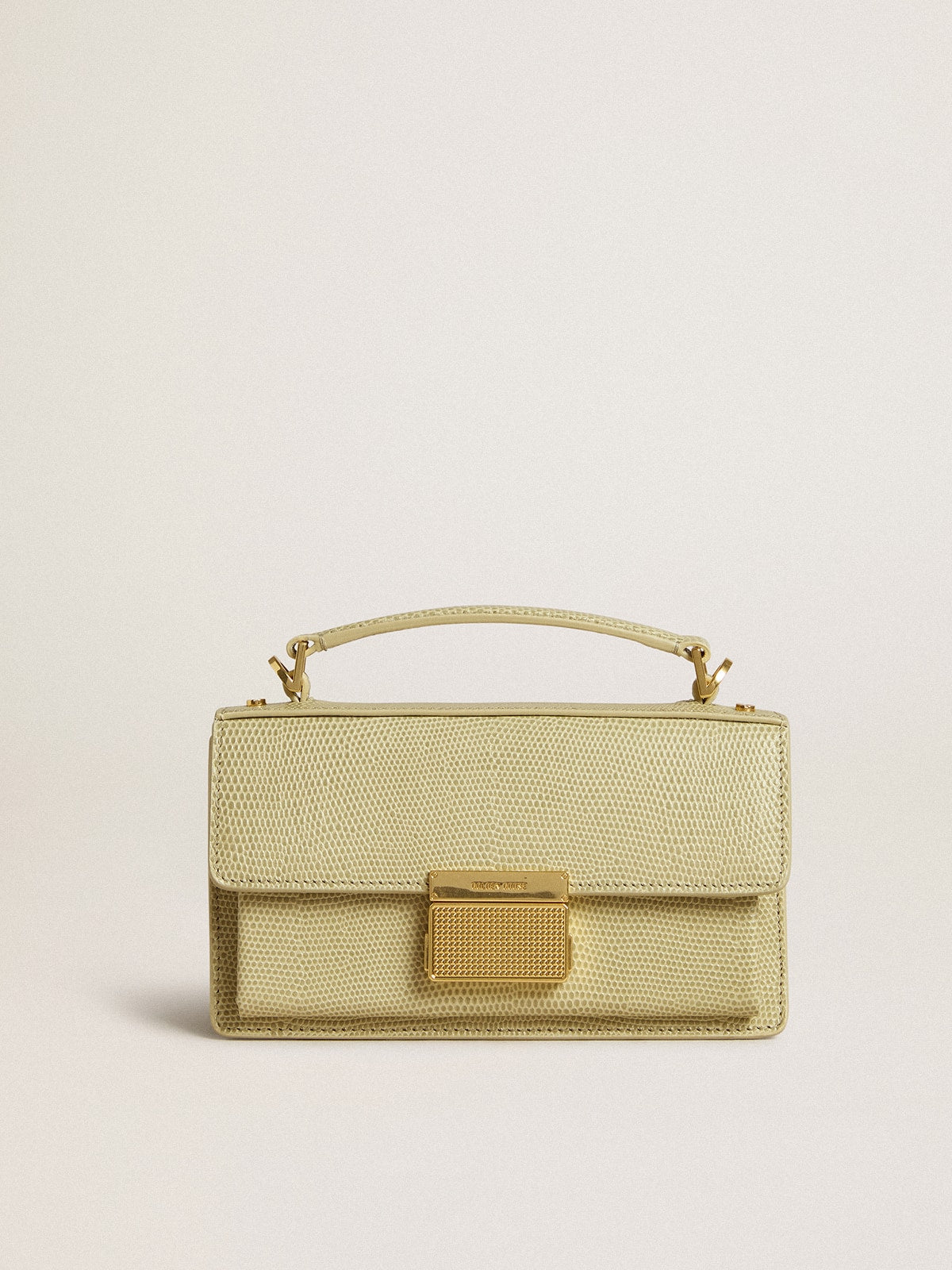 Small Venezia Bag in light green python-print leather with gold details - Golden Goose Women