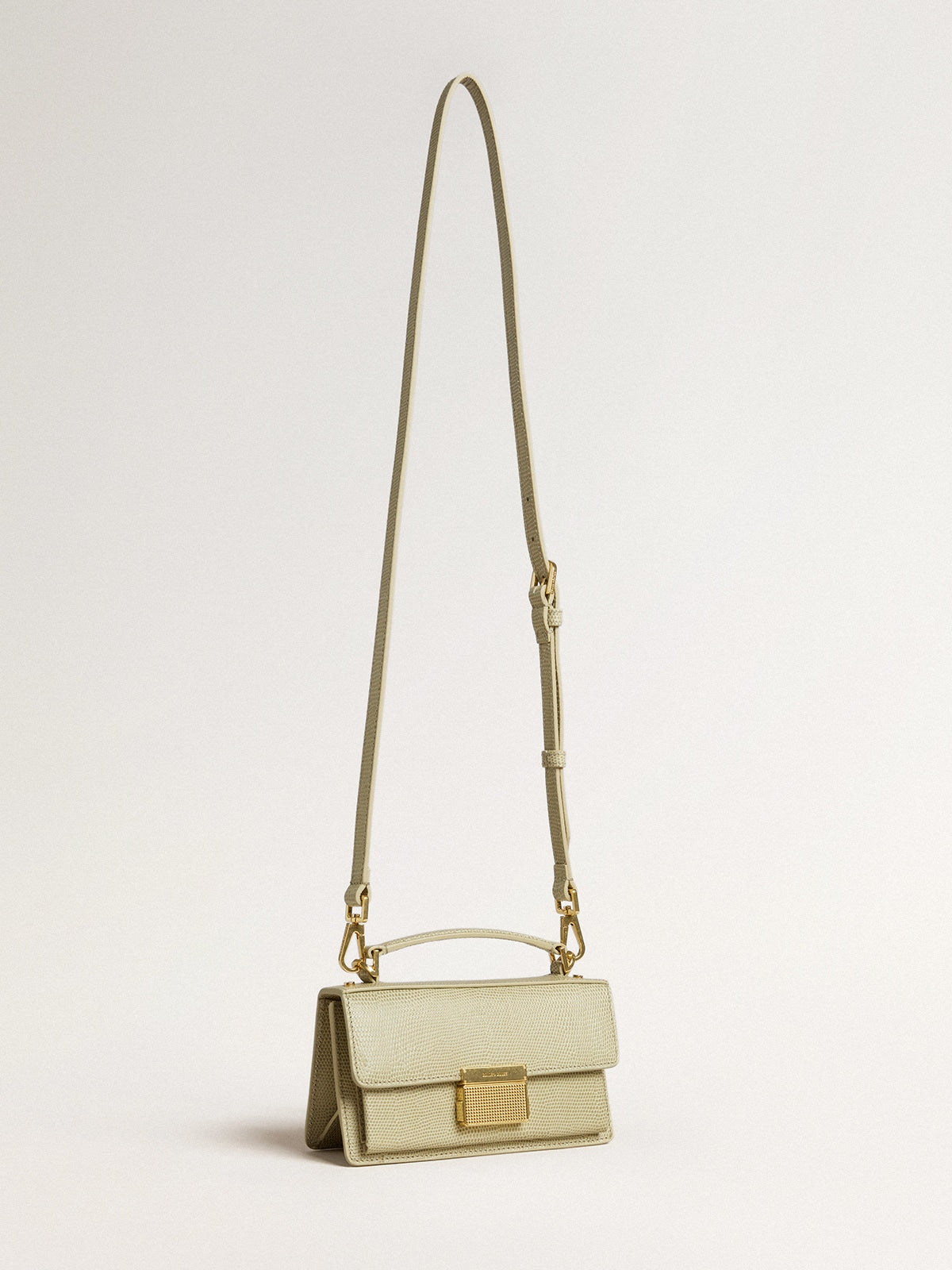 Small Venezia Bag in light green python-print leather with gold details - Golden Goose Women