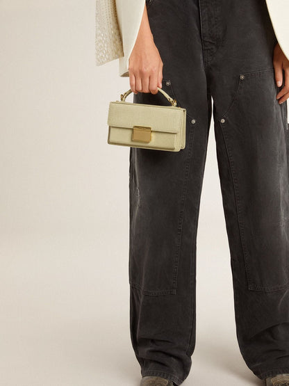 Small Venezia Bag in light green python-print leather with gold details - Golden Goose Women