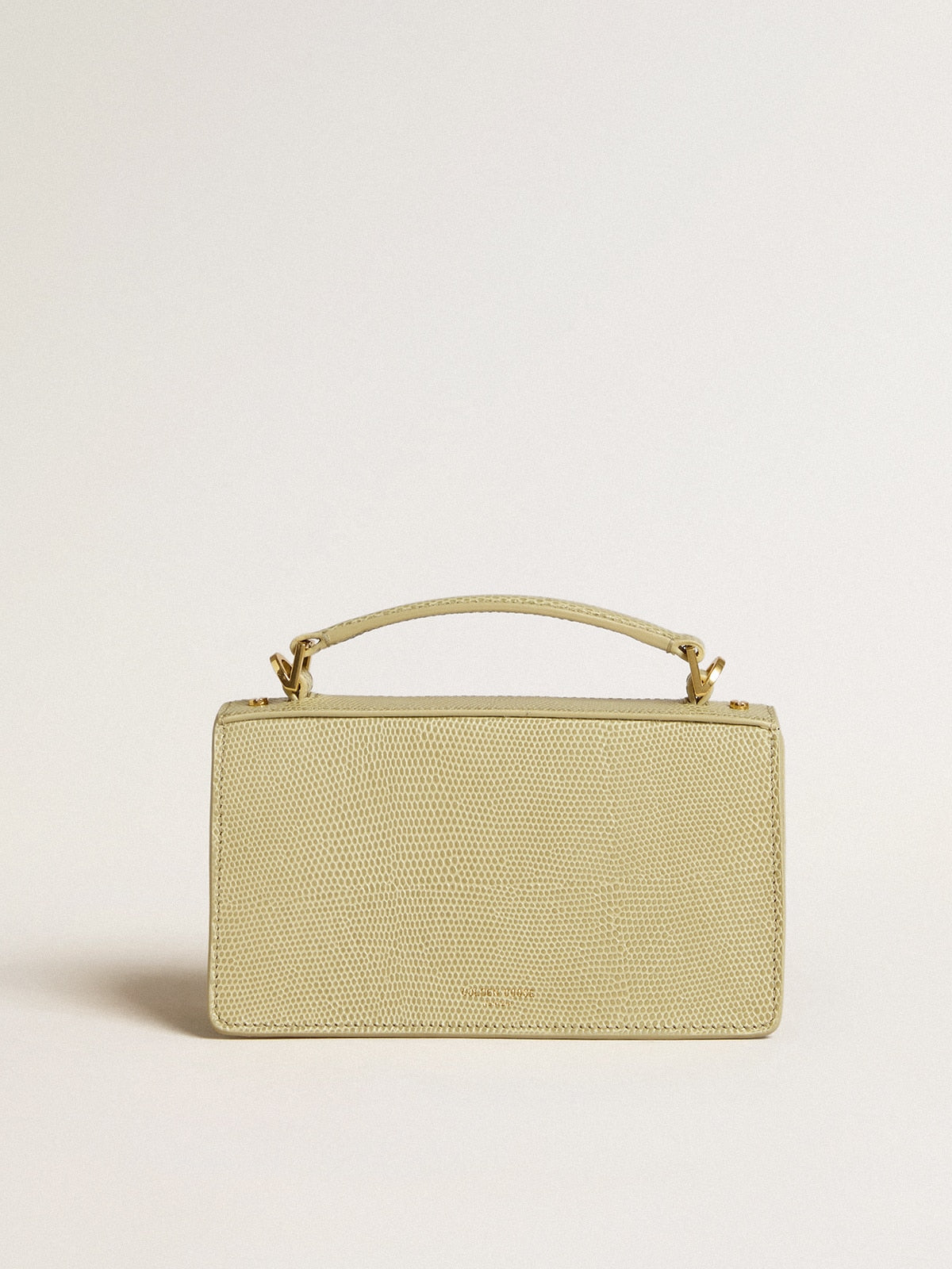 Small Venezia Bag in light green python-print leather with gold details - Golden Goose Women
