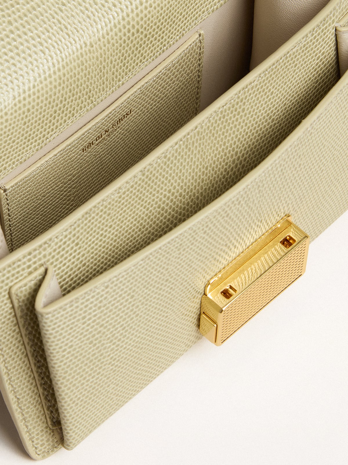 Small Venezia Bag in light green python-print leather with gold details - Golden Goose Women