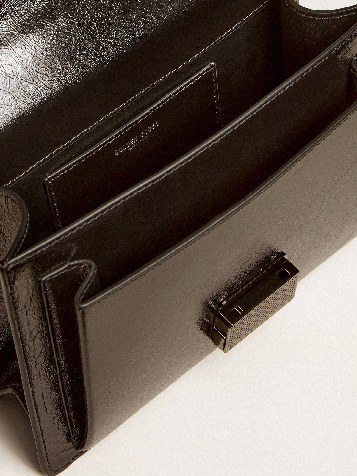 Venezia Bag in black metallic leather with black details - Golden Goose Women