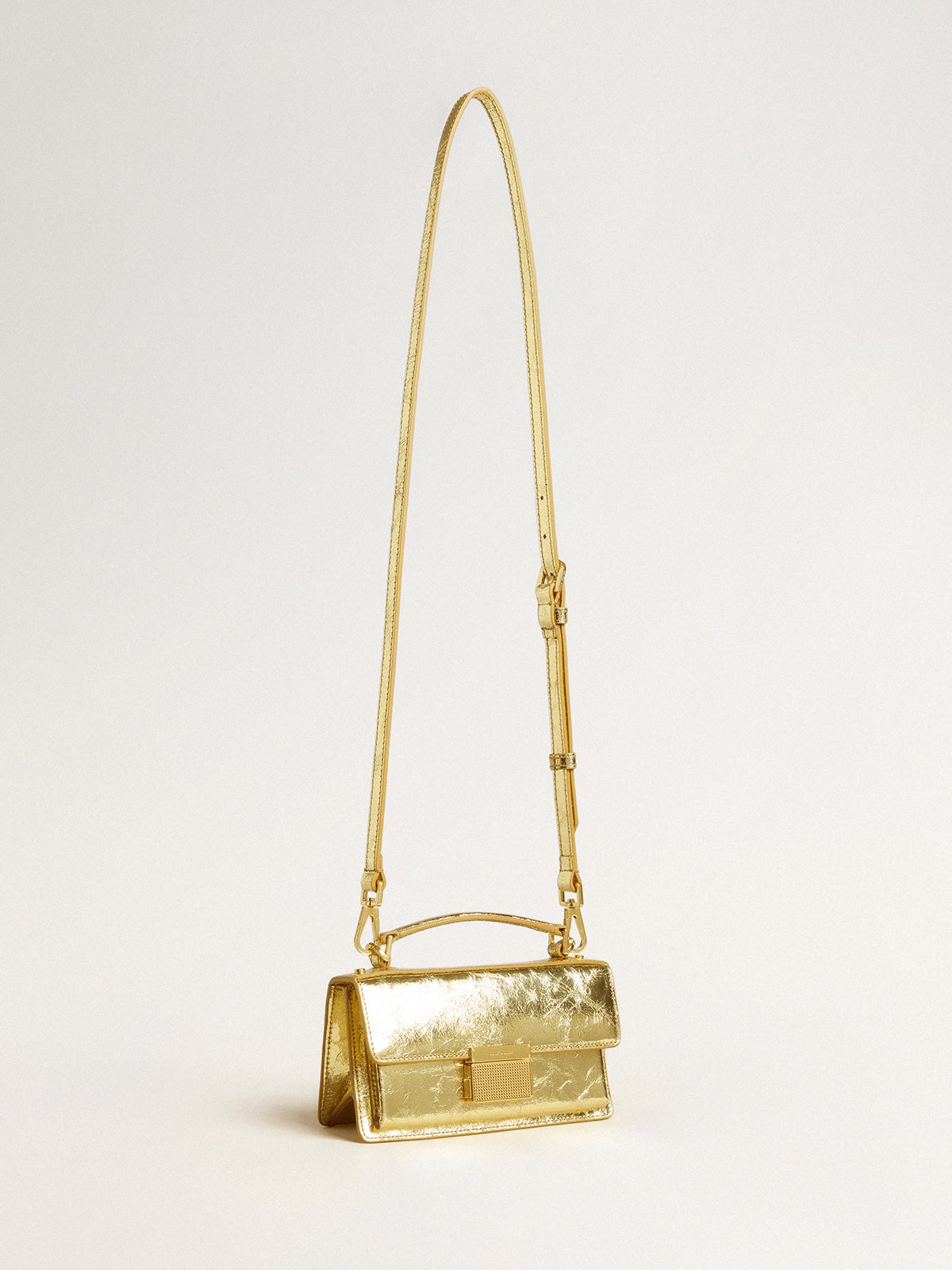 Small Venezia Bag in gold metallic leather with gold details - Golden Goose Women