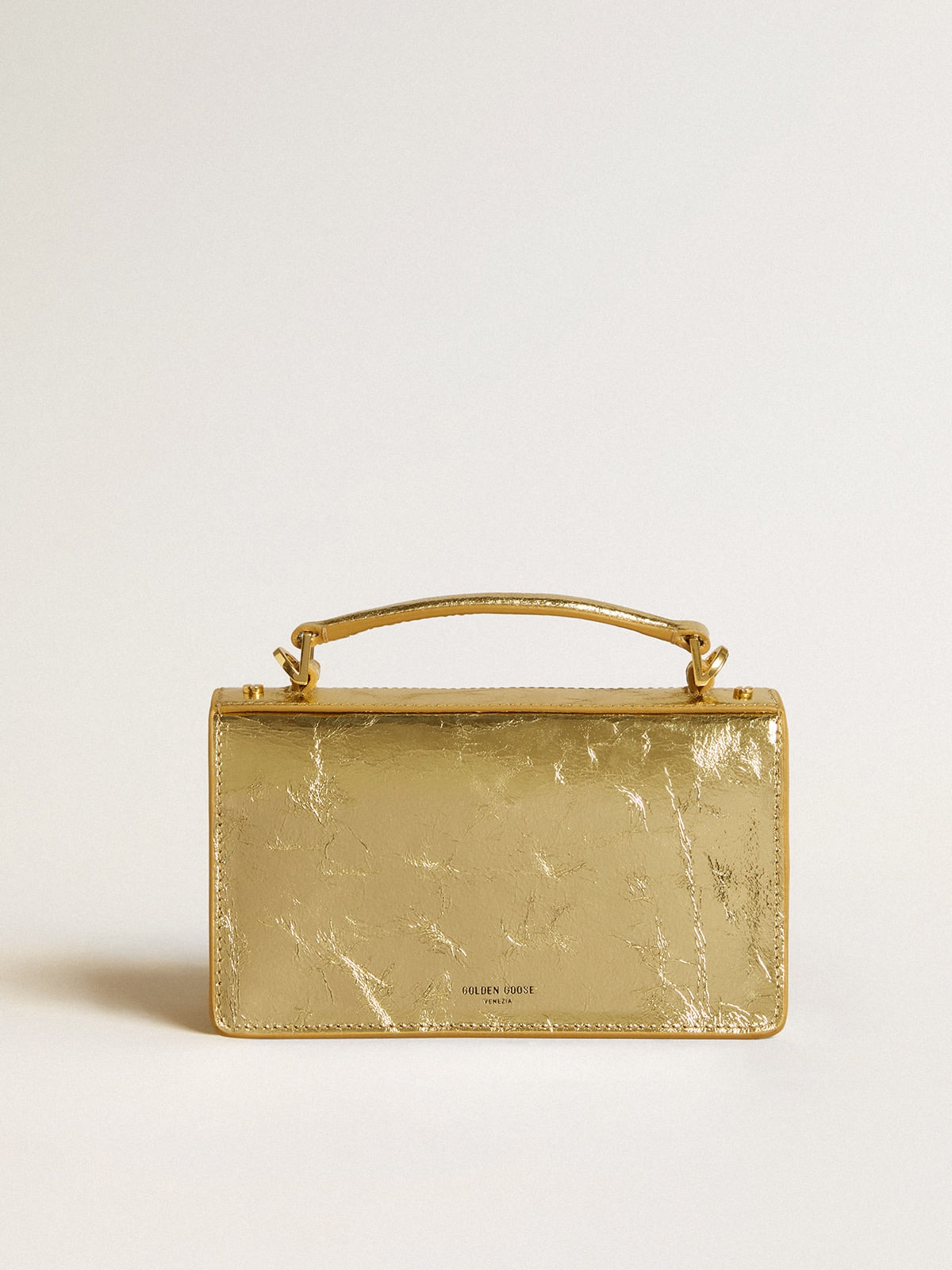 Small Venezia Bag in gold metallic leather with gold details - Golden Goose Women