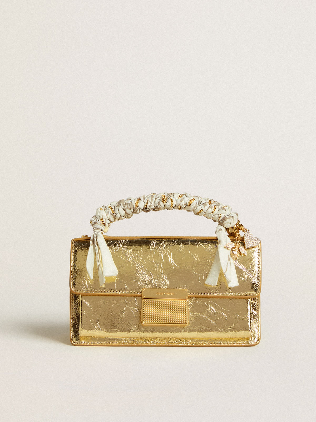 Small Venezia Bag in gold metallic leather with gold details - Golden Goose Women