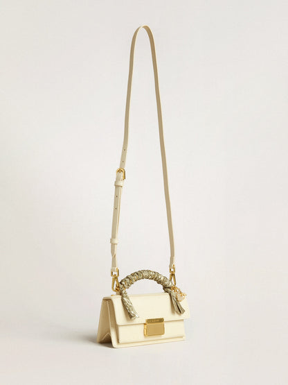 Small Venezia Bag in butter-colored boarded leather with braided scarf and double charm - Golden Goose Women