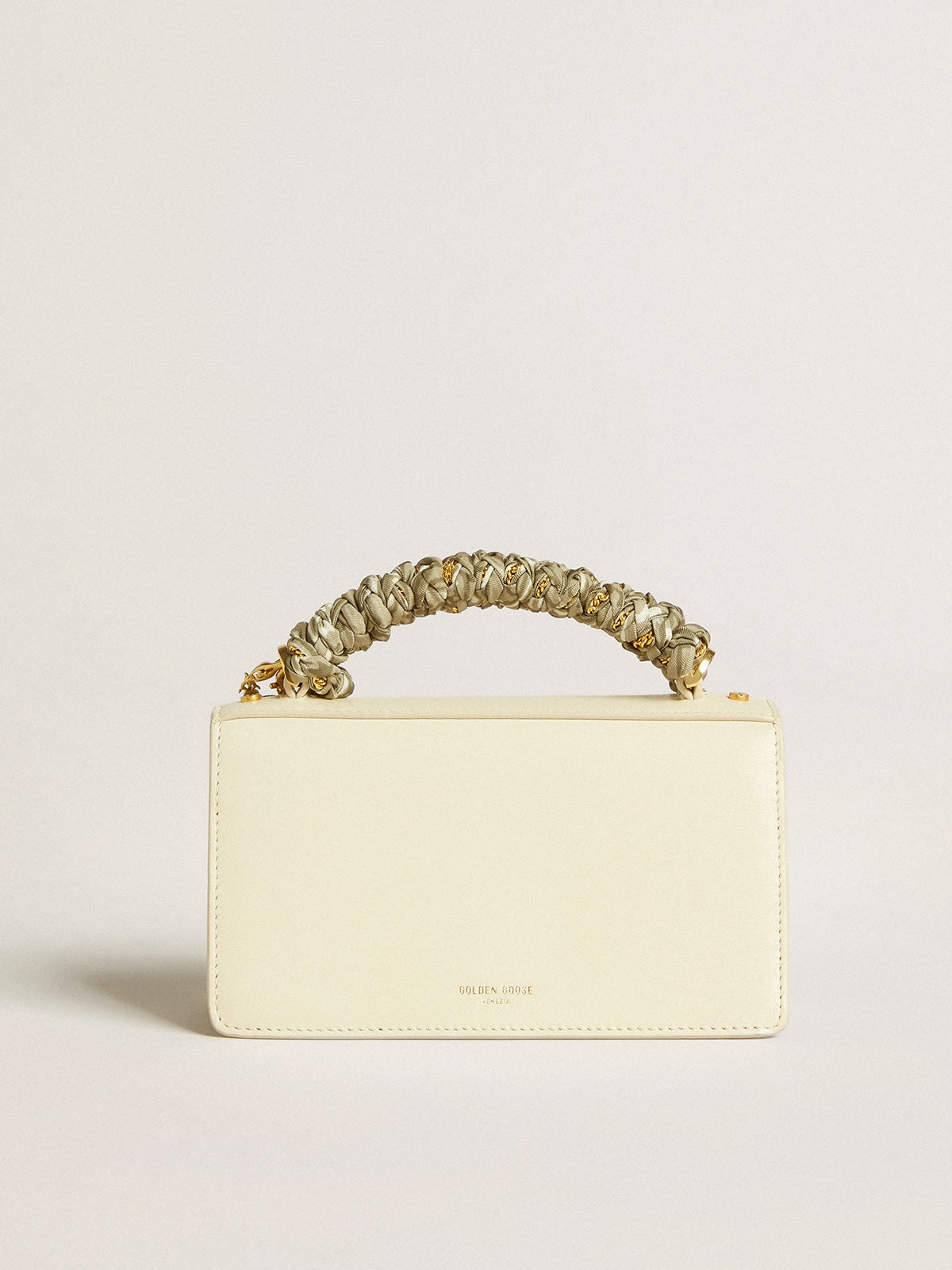 Small Venezia Bag in butter-colored boarded leather with braided scarf and double charm - Golden Goose Women