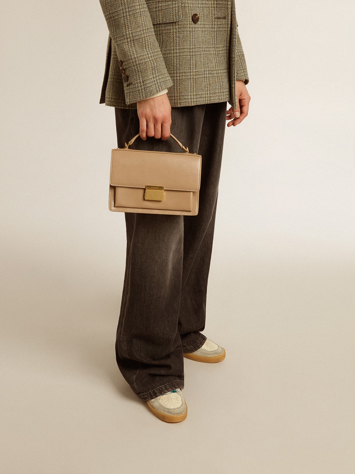 Venezia Bag in beige boarded leather with gold details - Golden Goose Women