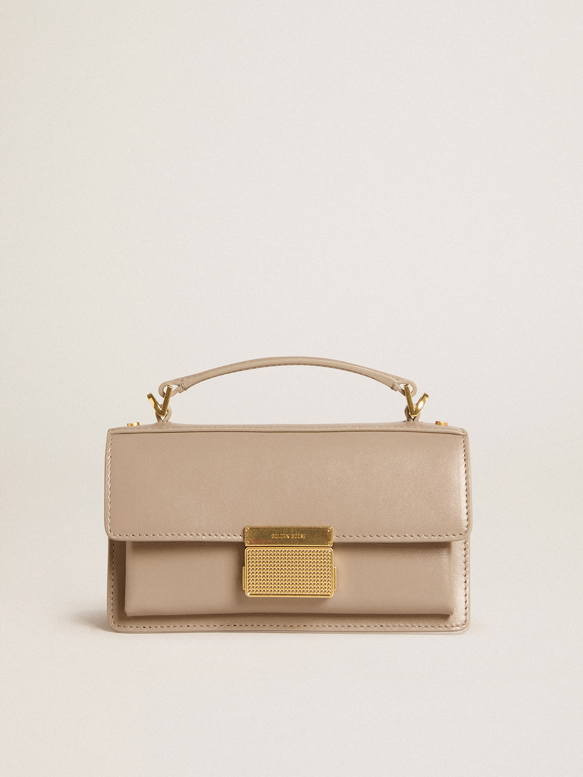 Small Venezia Bag in beige boarded leather with gold details - Golden Goose Women