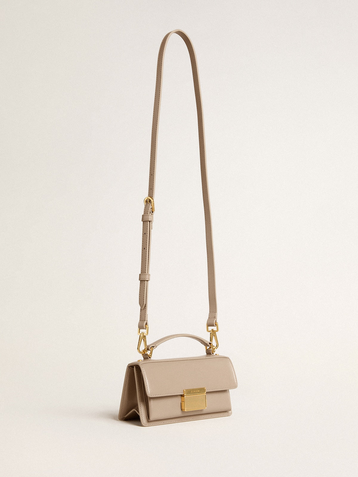 Small Venezia Bag in beige boarded leather with gold details - Golden Goose Women
