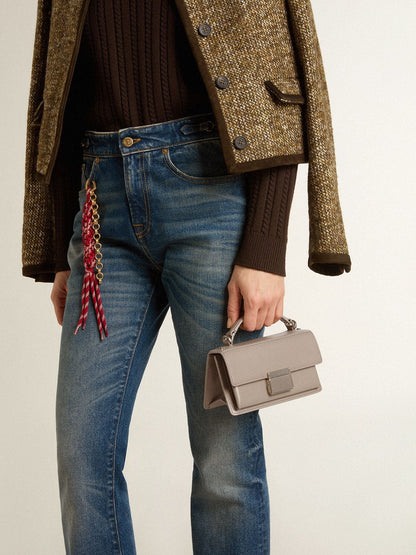 Small Venezia Bag in beige boarded leather with gold details - Golden Goose Women