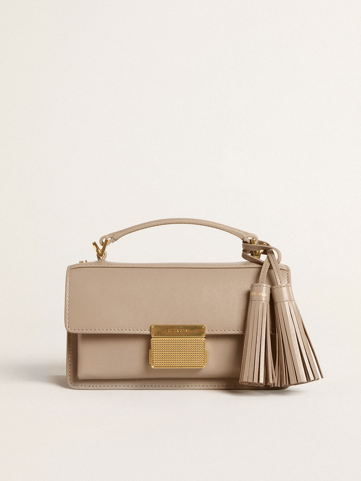 Small Venezia Bag in beige boarded leather with gold details - Golden Goose Women
