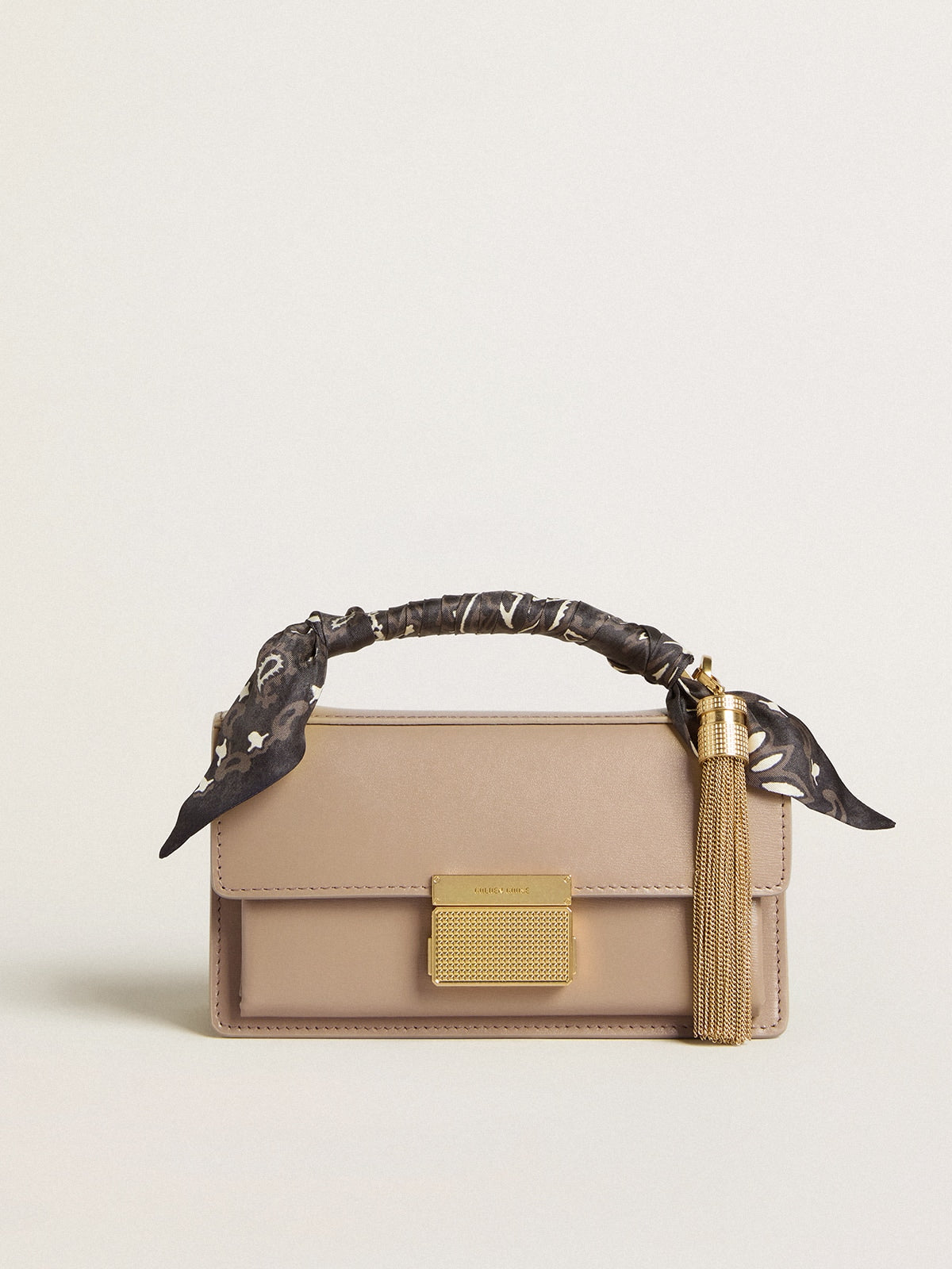 Small Venezia Bag in beige boarded leather with gold details - Golden Goose Women
