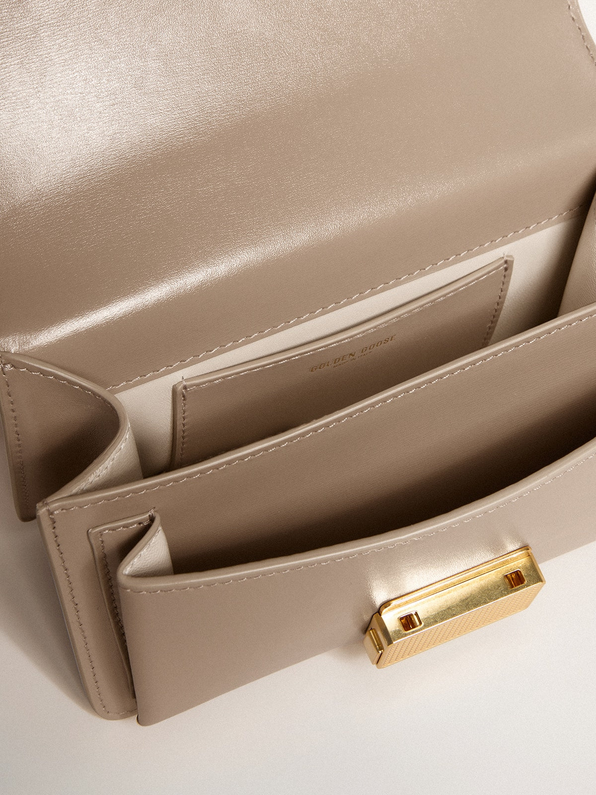Small Venezia Bag in beige boarded leather with gold details - Golden Goose Women