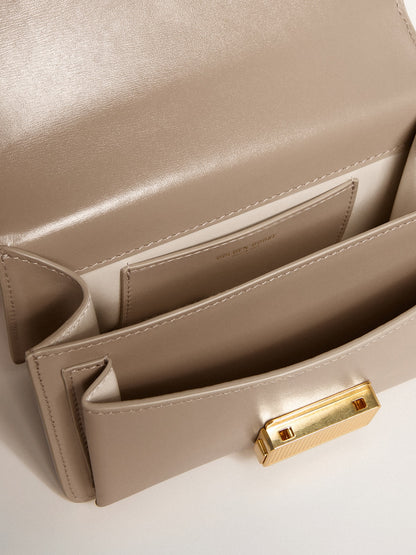 Small Venezia Bag in beige boarded leather with gold details - Golden Goose Women