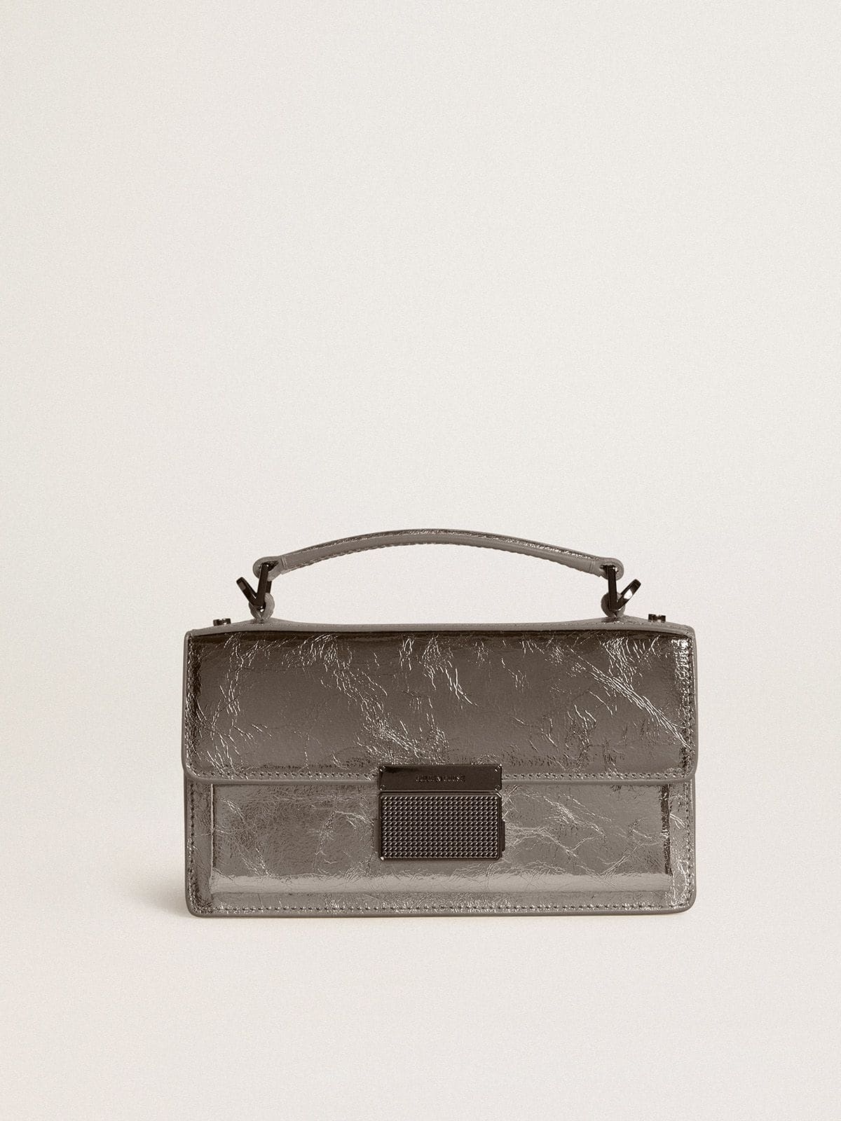 Small Venezia Bag in anthracite-gray metallic leather with black details - Golden Goose Women